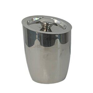 VTG Stainless Steel Ice Bucket Mid Century 8 Inches Tall Insulated Tilted 7577